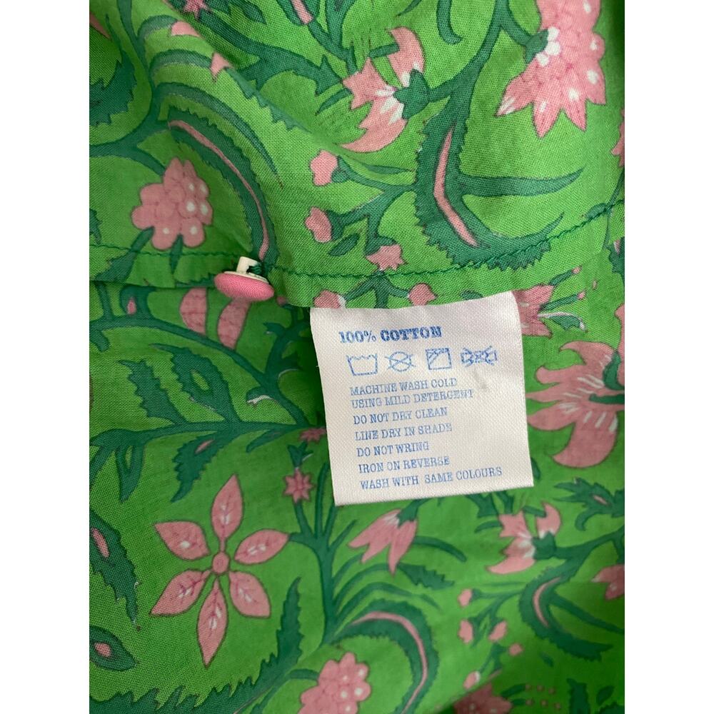 Pink City Prints Tuckernuck Green Forest Rose Maisie Midi Block Print Dress XS - Picture 10 of 11